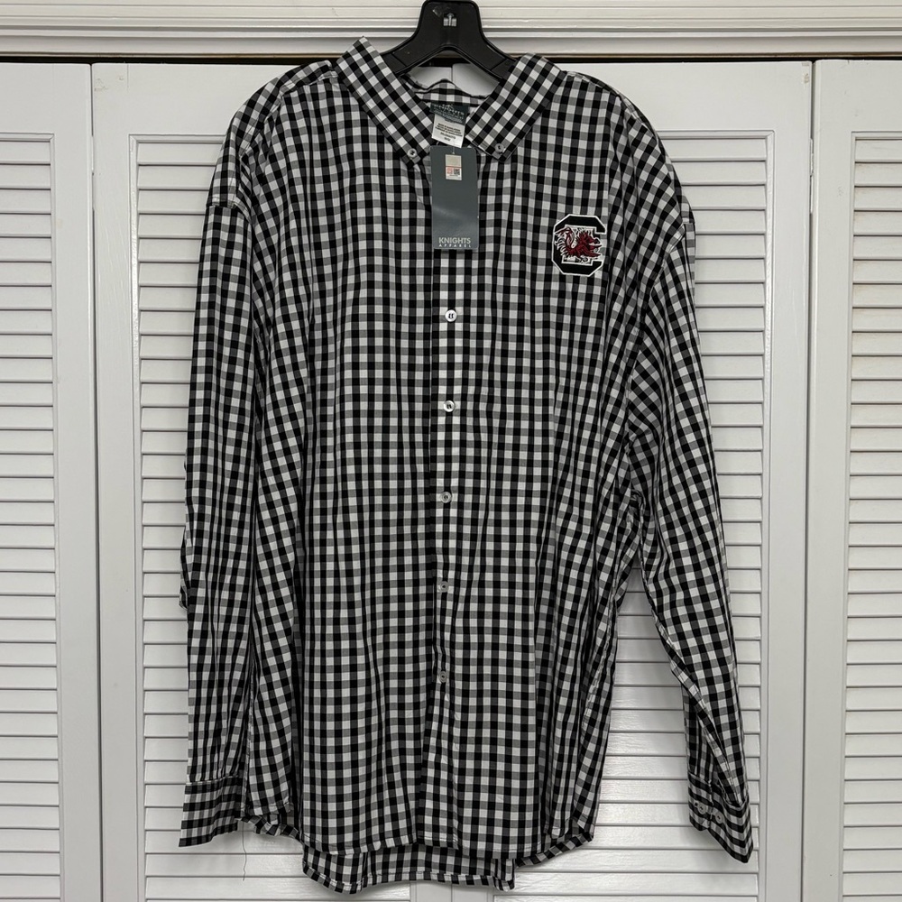 Men's South Carolina Gamecocks Black and White Checkered Shirt